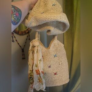 Vintage Matching Straw Purse and Hat